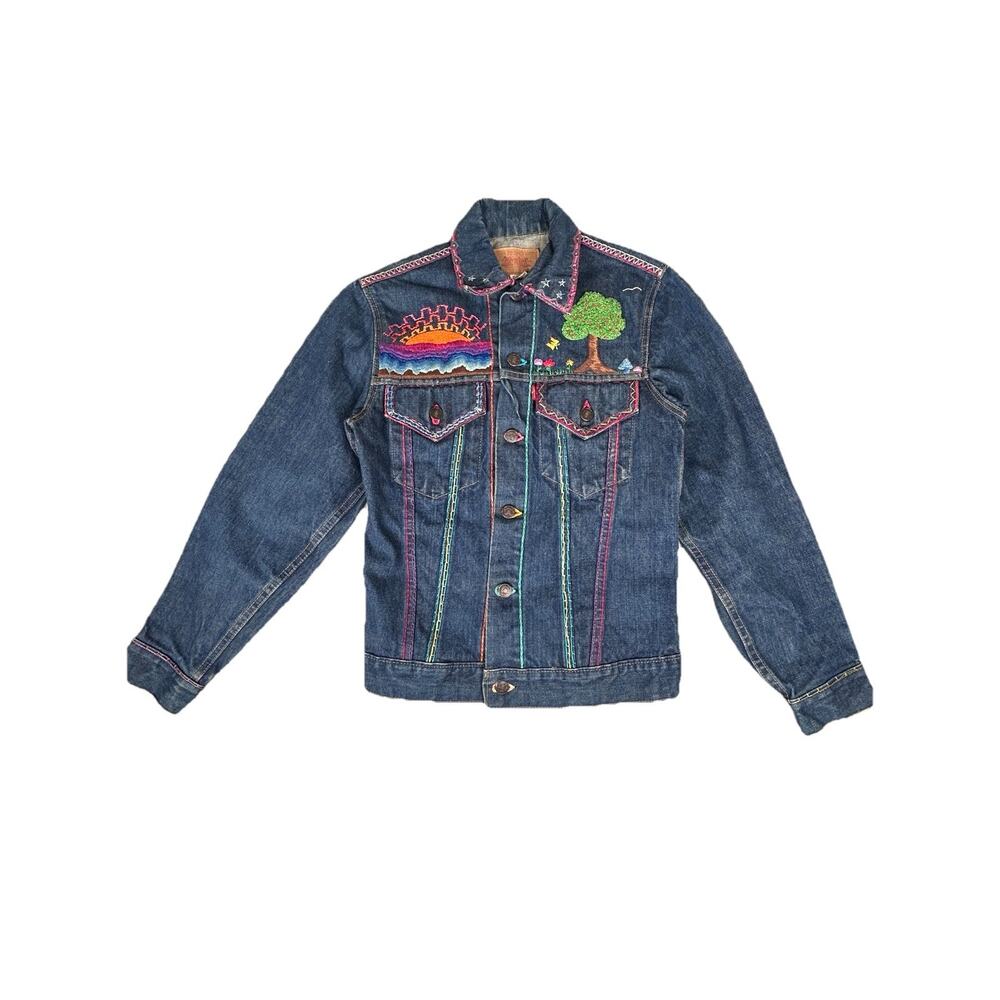 Levi's Big E Type 3 Trucker jacket unique embroidery Boho 705050217 Sz S (34)